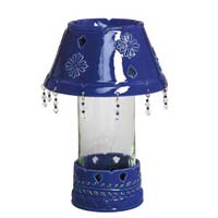 Blue Beaded Cylinder Lamp, 3 Piece Set - Blue Sky BCD13306