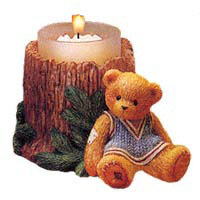 Girl with Tree Trunk Candle Holder - Cherished Teddies 353973