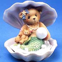 Hidden Treasures from the Sea figurine with shell box - Cherished Teddies 865087