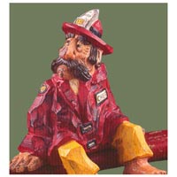 Fireman Shelf Sitter Sitting In His Bare Feet - David Frykman DF3903