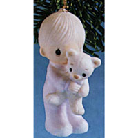 Baby's First Christmas Ornament - Boy With Teddy - Precious Moments E5631