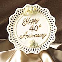 Happy 40Th Anniversary Porcelain Plate - Roman, Inc. Gifts 40040