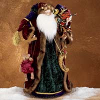 Burgundy Quilt Santa with Toys - Roman, Inc. Gifts 47897