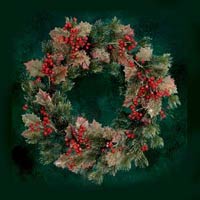 Holly & Berry Wreath with Sparkles - Roman, Inc. Gifts 48069