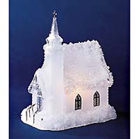 Lighted Icy Church On Base Fig - Roman, Inc. Gifts 72059