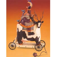 Santa on Cow, Pull Toy - Williraye Studio WW2414